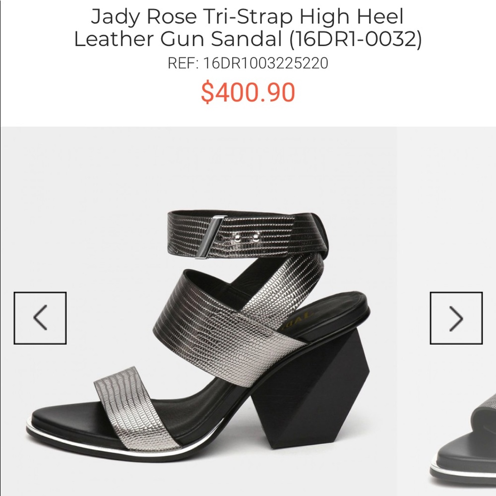 Gunmetal Triple Strap Geometric Block Heels - Picture 6 of 6